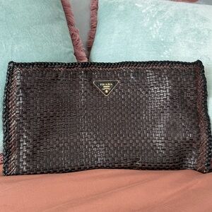 Prada Brown Leather Clutch